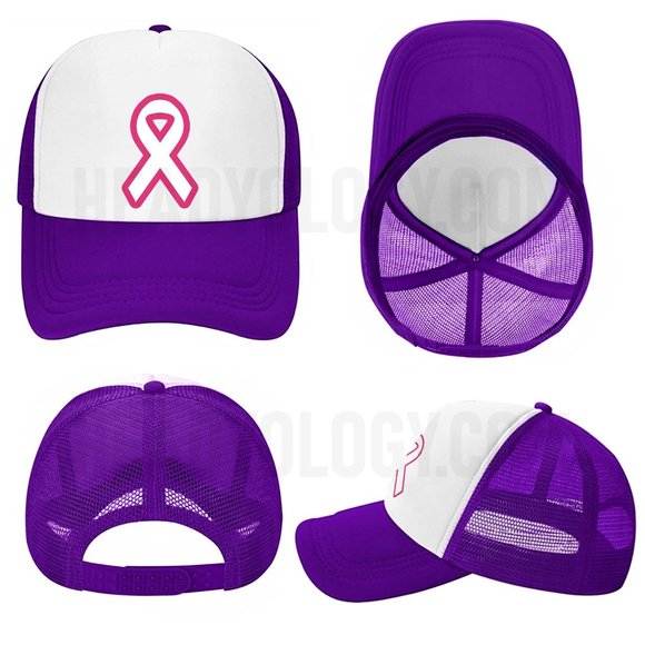 Cancer Awareness Hat Pink Ribbon Baseball Trucker Hat(Choose your color) - Picture 14 of 16